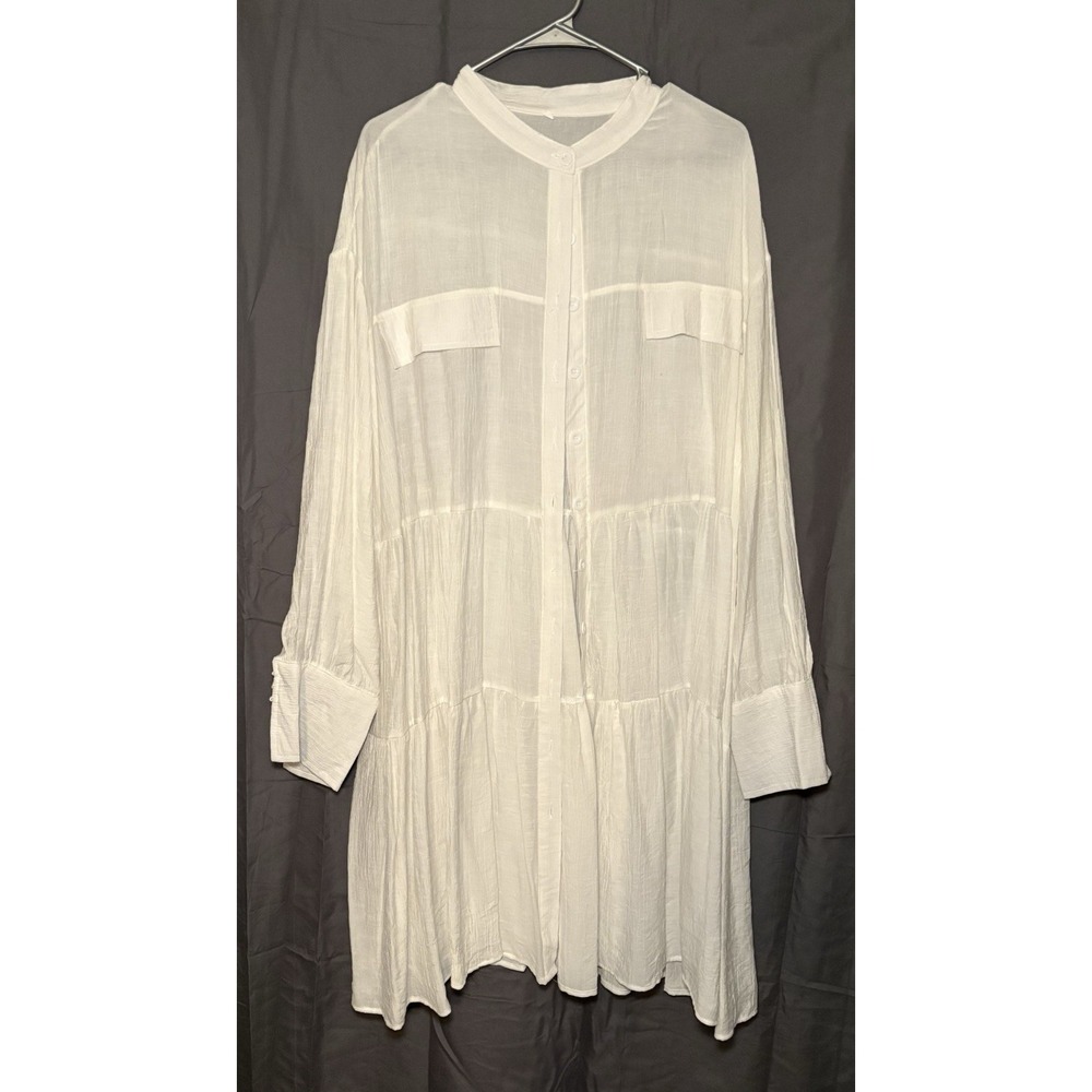 Long Sleeve Tunic Dress Gauzy Flowy 4XL button Up